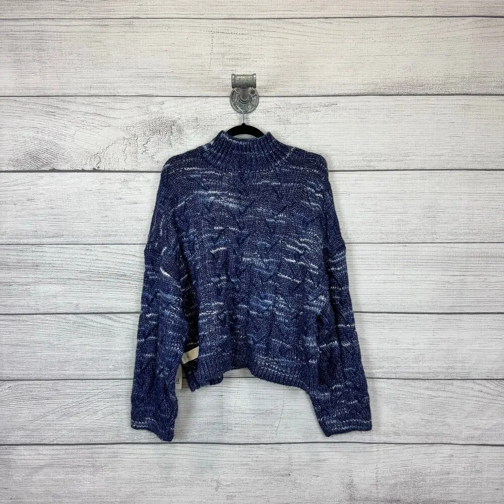 A New Approach Plus Size Blue Thick Knit Mock Neck Sweater Size XXL